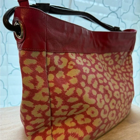 FURLA Pink Leopard Print Canvas Bag - Picture 2 of 8